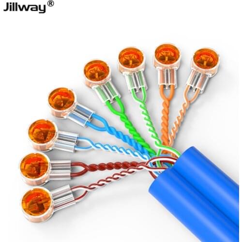 Jillway K1K2 Connector Crimp Connection RJ45 RJ11Waterproof Wiring Ethernet Telephone Cable Cord UY2 Network Cable Terminals