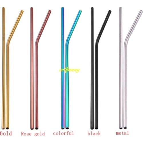 100pcs/lot 6*260mm Metal Straws Reusable 10.5 inch Colorful Stainless Steel Drinking Straw For 30oz cup Bar Tool C2704