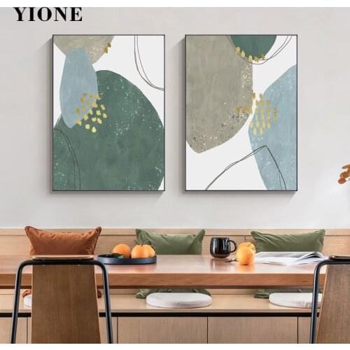 Modern Abstract Paintings Green Stone Line Minimalist Wall Art Pictures Canvas Posters and Prints Nordic Home Living Room Decor
