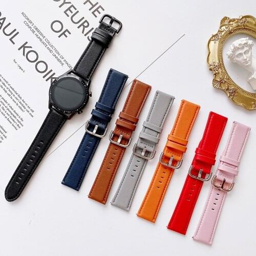 20mm 22mm Fashion Leather Strap for Huawei Watch GT 2/GT2 Pro Band 46mm 42mm Bracelet for Honor Magic 2 Quick Release Wrist Belt