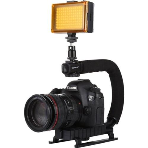 U/C Shape Portable Handheld DV Bracket Stabilizer LED Studio Light Kit with Cold Shoe Tripod Head for SLR Cameras Home DV Camera