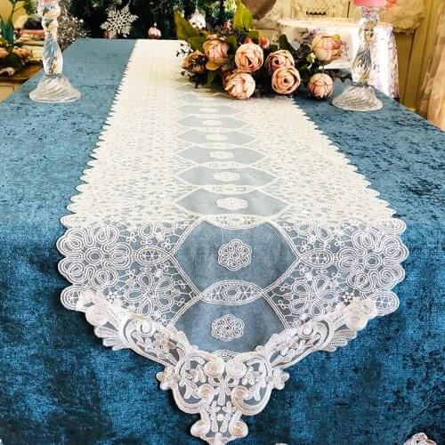 Table Teapoy Decoration Lace Table Runner Television Shoe Hollow out Towel Cover European Style Simple Strip Table Cloth