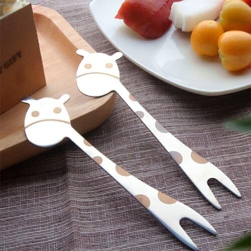 Cake Forks Prongs Picks Food Grade Forks Dinner Forks Innovative Children Tableware Forks Cute Giraffe Shape Fruit Fork 4pcs/set