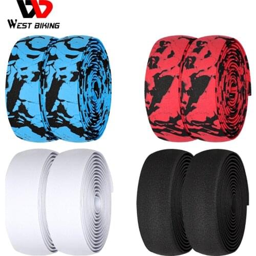 WEST BIKING Road Bike Handlebar Tape Damping Anti-Slip Wraps with Bar End Plugs Fishing Rod Cycling Handle Bar Belt Tape 2pcs