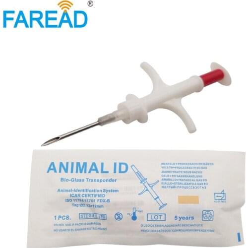 X80pcs RFID 2.12*12mm FDX-B RFID pet chip injector Microchip bioglass transponder syringe for dog cat animal