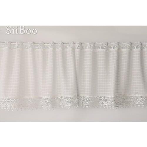 Japanese and Korean style white color tube curtain with lace pendant for window kitchen tulle curtains zaslony do okien SP5766