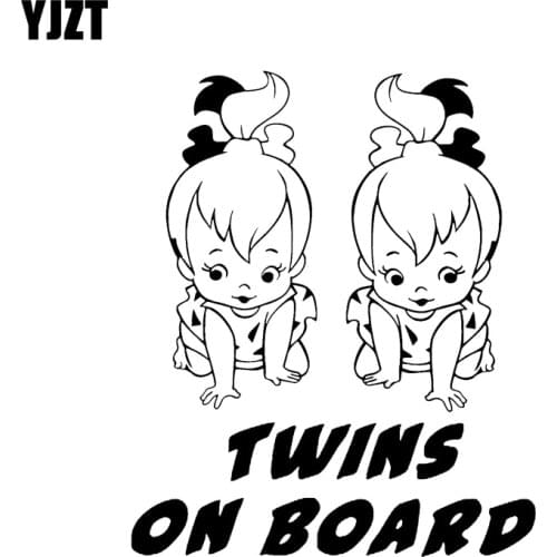 YJZT 12.5CM*15CM BABY TWINS ON BOARD Car Decal Vinyl Sticker Black/Silver C10-00777