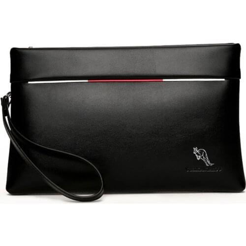 YUES KANGAROO Brand Men Clutch bag PU Leather Large Capacity Soft Leather Casual Envelope Wallets Youth mobile phone Handy Purse