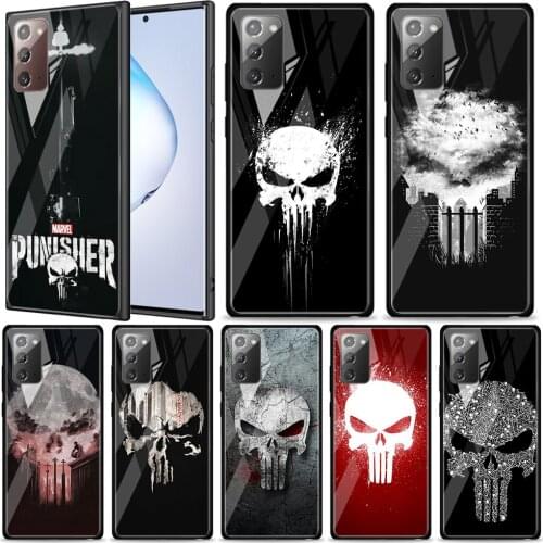 Marvel Punisher Skull Tempered Glass For Samsung Galaxy Note 20 Ultra 10 9 8 Plus Lite A70 A50 A40 A30 A20 A10 Phone Case