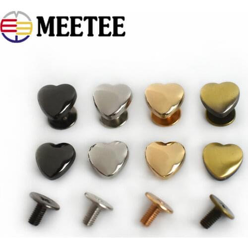 50pcs 10/13mm Heart Rivet Screw for Bag Hardware Handbag Decorative Studs Nail Rivet Metal Buckles Snap Hook Leather Craft