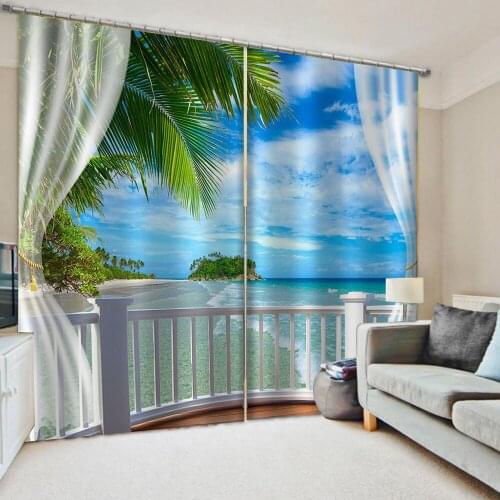 Customized 3d curtains new window balcony thickened windshield blackout curtains blue beach curtains