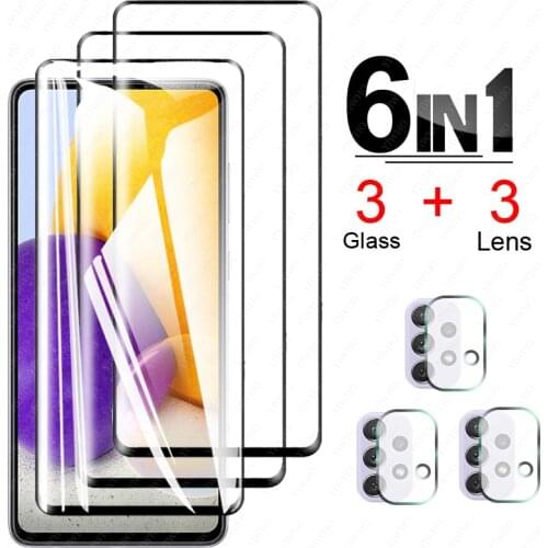 For Glass Samsung Galaxy A72 Tempered Glass Screen Protectors on For Samsung A72 5g A 72 HD Phone Camera Lens Glass A725F A726B