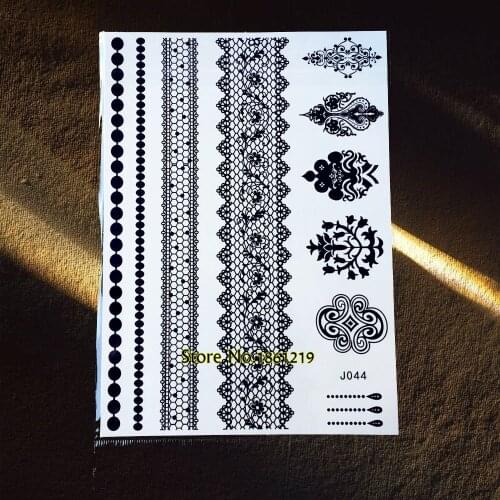 1PC Fashion Black Henna Tattoo Paste Bracelet Jewelry Pattern For Sexy Girl Makeup GBJ044 Large Henna Tattoo Totem Crown Chains