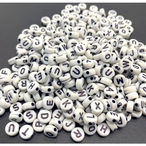 100pcs 6mm Mix Letter Beads Round Alphabet Beads Acrylic Beads DIY Jewelry Making For Bracelet Necklace Accessories#11