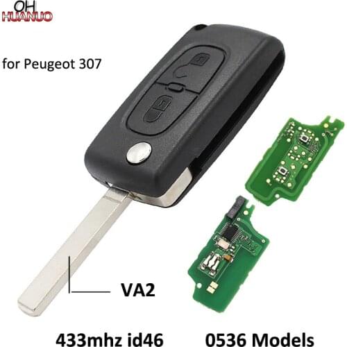 2 Button Folding Remote Key Fob for Peugeot 307 433MHZ ID46 Chip 0536 Models Up to 20110416 VA2 Blade