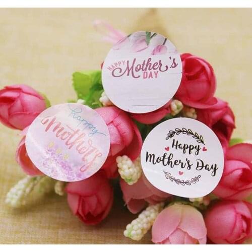 3cm round shape 100pcs Happy mothers day gifts label sticker kraft Happy birthday gifts label tag