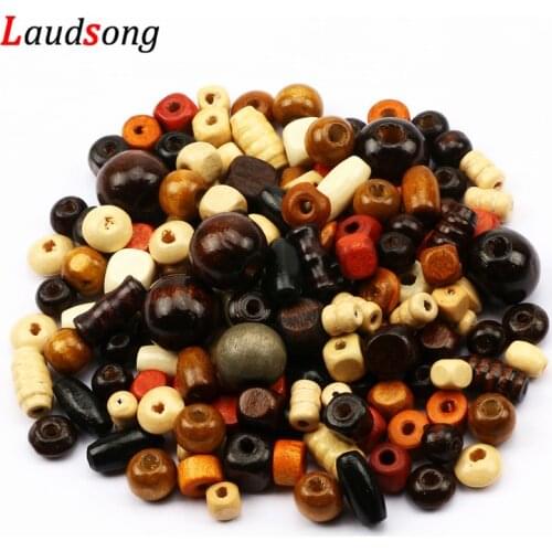 30 Gram Mixed Style Wooden Beads Handmade Square Round Loose Spacer Beads For Jewelry Making Findings DIY Bracelet Necklace