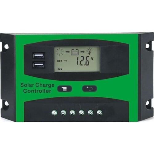 30A 12V 24V Solar Controller LCD Function Dual USB 5VDC Output Solar cells Panel Battery Charge Regulator