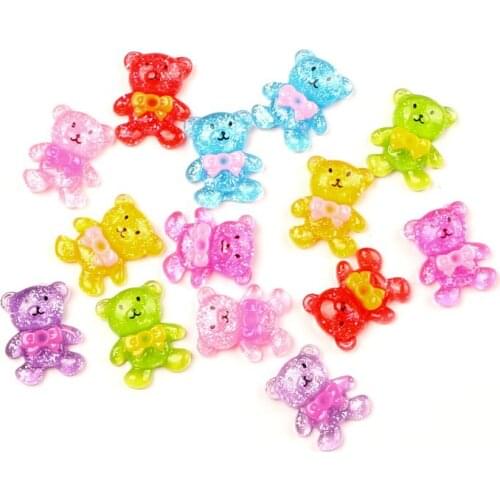 50Pcs Resin Bear Decoration Crafts Flatback Beads Cabochon Scrapbook DIY Embellishments Accessories Buttons
