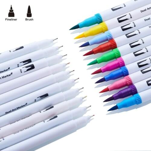 60PCS Colors art supplies Drawing Painting Pens Watercolor Dual Tip Brush Pen Calligraphy Sketching Coloring Book copic markers