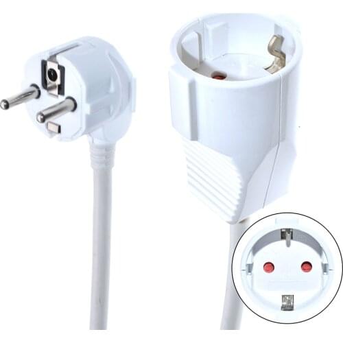 White UPS PDU Power Extension Cord European Round 2Pin Male To Schuko CEE7/3 European Female Adapter Cable 50cm