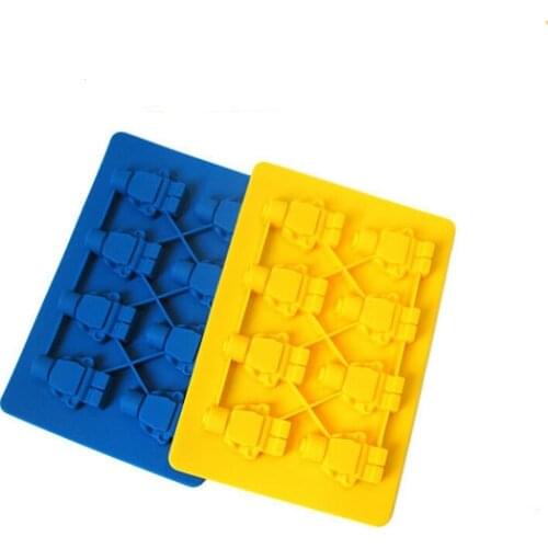 Free shipping 1pcs food grade Silicone Lego Robot DIY Ice Cube Ice Box Chocolate Molds Jelly Molds Candy Cake Mould Bakeware