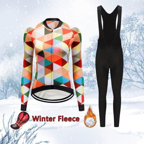 Free Shipping Winter Cycling Clothing Female Suit 2021 Thermal Fleece Bike Jersey Set Warm Dress MTB Bicycle Clothes Women Kit