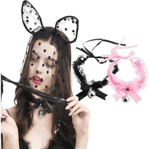 Women Girls Gothic Simple Sexy Lace Collar Pendant Bow Knot Bell Choker Necklace Neck Dress Girls Party Gift Jewelry