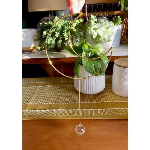 Crescent Moon Crystal Prism Sun Catcher With Gold Chain, Rainbow Catcher, Boho Sun Catcher, Crystal Sun catcher