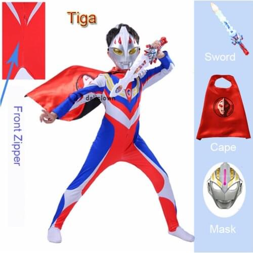 Baby Kids Halloween Ultraman Tiga Zero Belial Ginga Geed Cosplay Costume Child Boys Party Jumpsuit Superheroes Mask Cape Clothes