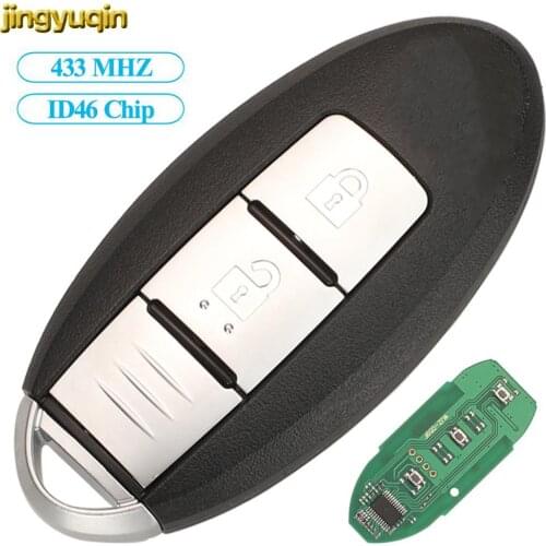 Jingyuqin Remote Car Key Fob Control 433MHZ ID46 PCF7952 For Nissan CUBE JUKE LEAF MICRA NAVARA NOTE Tiida 2009-2017 2 Buttons