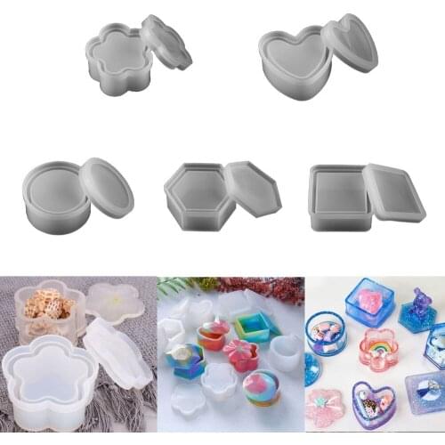1Pcs Storage Box Silicone Molds Crystal Epoxy Resin Mold Heart Shape Moulds for DIY Craft Handmade Gift Box Jewelry Making Tools