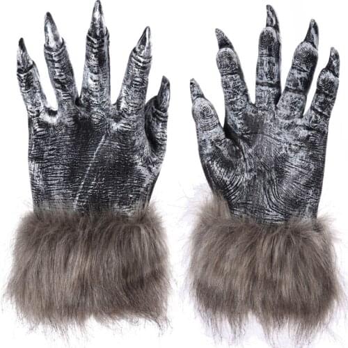 Cosplay Costumes Wolf Claw Fur Halloween Carnival Party Werewolf Scary Gift Gloves Horror Accessories Masquerade Decoration 2021