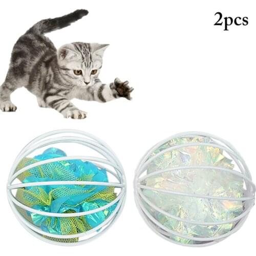 Legendog 2Pcs/Set Cat Ball Toys Creative Cage Crinkle Ball Cat Interactive Sound Toy Cat Play Ball Pet Supplies Cat Favors