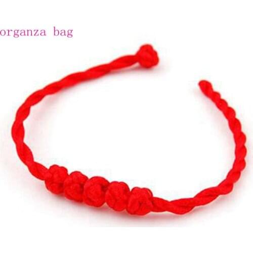 Hot ! 100 pcs Red Braided Lucky String Twisted Rope Cord Bracelets Diy Hand-knit Concentric Knot Bracelet SL11G