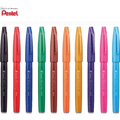Pentel Touch Colorful Brush Sign Pen 6/12 Colors Art Markers Soft Tip Marker Pen Water Base Brush Pen