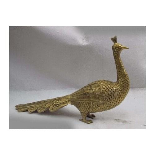 Copper Brass CHINESE crafts decoration Asian Chinese Folk Refined Bronze Copper Lucky Peacock peahen Bird Art Statue SD 506
