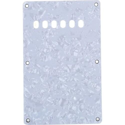 Musiclily 6 Hole Guitar Back Plate for China Made Squier, 4Ply White Pearl