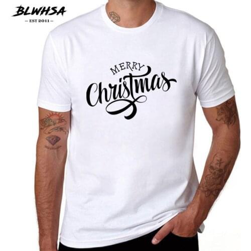 BLWHSA Merry Christmas Printing T Shirt Men Fashion Short Sleeve O-Neck Funny T-shirt Summer Hip Hop Festival Men Tops Tees