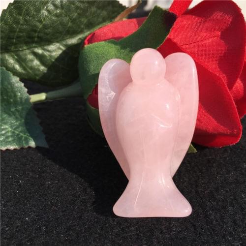 Natural rose/pink quartz angel figurine crystal healing reiki gift 50mm