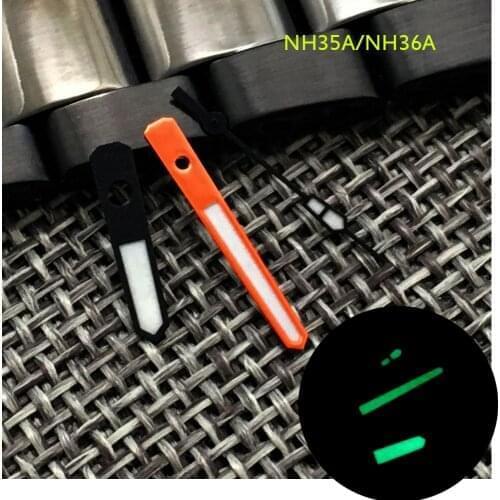 New Arrival Orange Watch Hands Spare Parts Fit For NH35 NH36 7s35 4r35 7009 Automatic Movement Green Lume Replacements