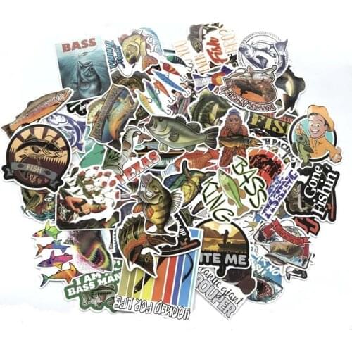 New 65 Pcs/set Go Fishing Different Patterns Graffiti Waterproof Stickers Set