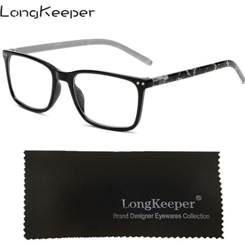 LongKeeper New Fashion Rectangle Hyperopia Reading Glasses Men Women Presbyopic Black Reader Glasses Eyewear Glass