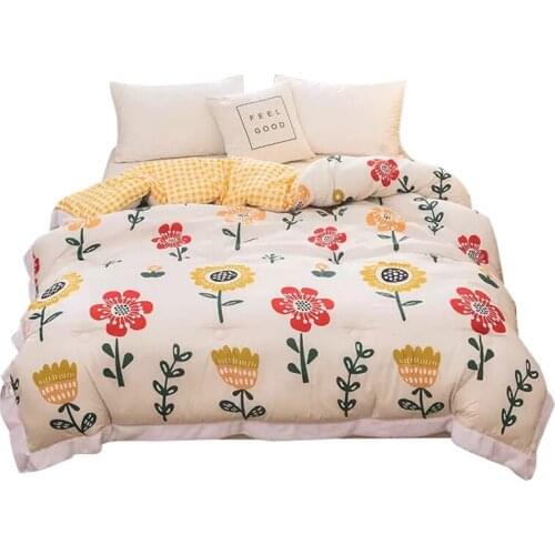 Quilt Winter Thick Warm Bed Cover Single Double comforter Soft Blanket flower Color Bedspread for Adults King Twin Queen size