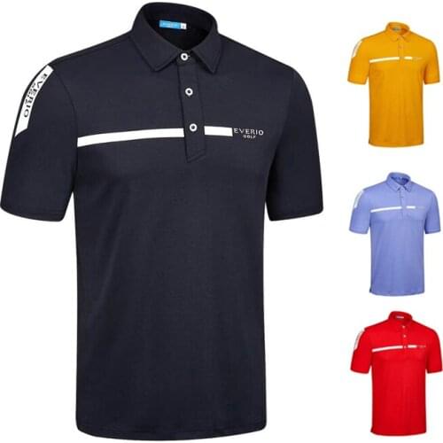 2020 golf clothing mens short-sleeved T-shirt jersey summer golf sports quick-drying breathable solid button lapel golf T-shirt