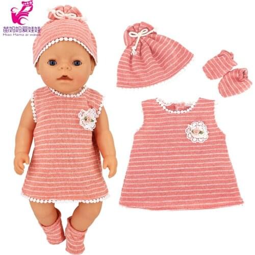 Doll clothes 43 cm baby doll pink skirt + hat + socks suitable for 17 inch reborn dolls clothes