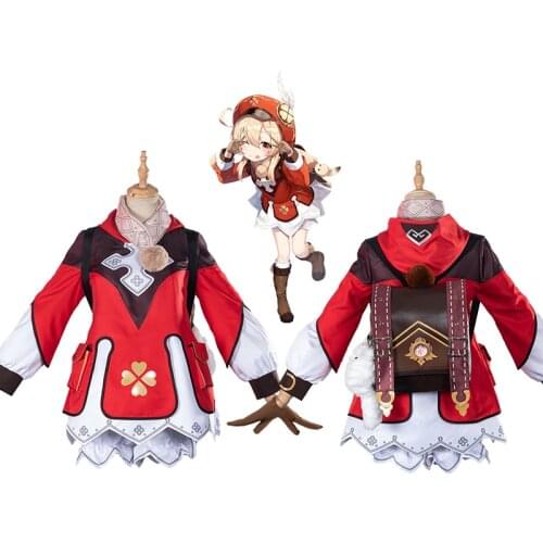 Reneecho Game Anime Genshin Impact Klee Cosplay Wig Hair Outfit Full Set