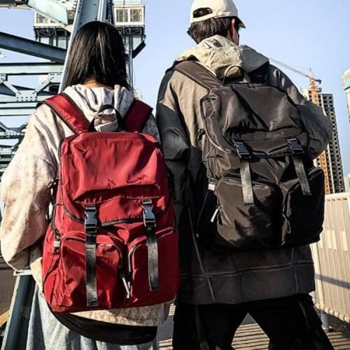 New Style Cool Street Couples Street Double Bib Large-Volume Backpack Travel Release Buckle Backpack Korean-style School Bag Fas