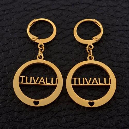 Anniyo Stainless Steel TUVALU Earrings for Women Girls Gold Color Jewelry Gifts #040521
