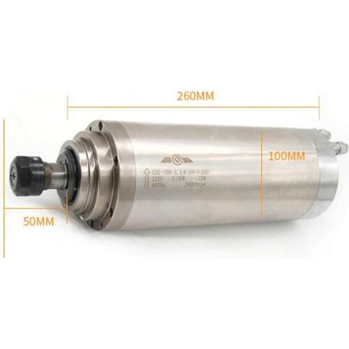Engraving machine water-cooled motor spindle 3.2KW 220/380V 12A 400HZ Speed 0-24000rpm Chuck ER20 Body length 260mm diameter 100